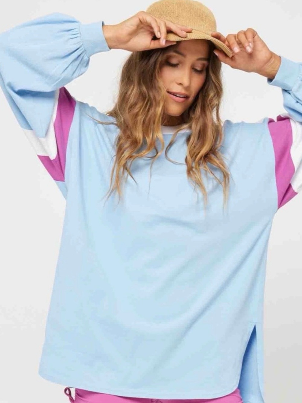 L*Space To The Limit Long Sleeve Oversized Color-Block Shirt NWT Size XS/S